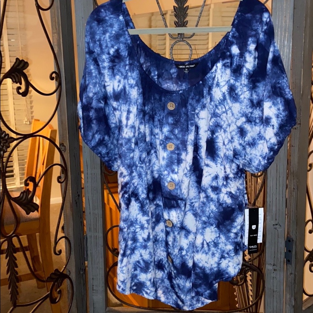 Plus size 3x navy blue and white tie dye NWT